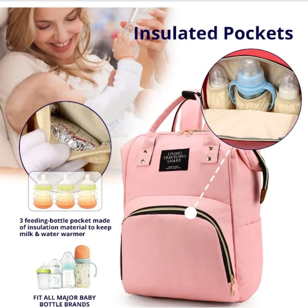 Hot Pink Baby Backpack Diaper Bag